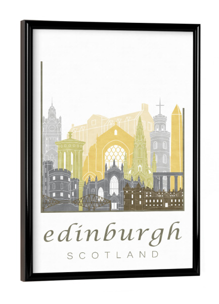 Poster mit schwarzem Rahmen "Edinburgh skyline desert" artboxONE - Städte,Architektur