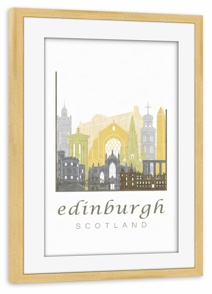 Poster mit Rahmen kiefer "Edinburgh skyline desert" artboxONE - Städte,Architektur