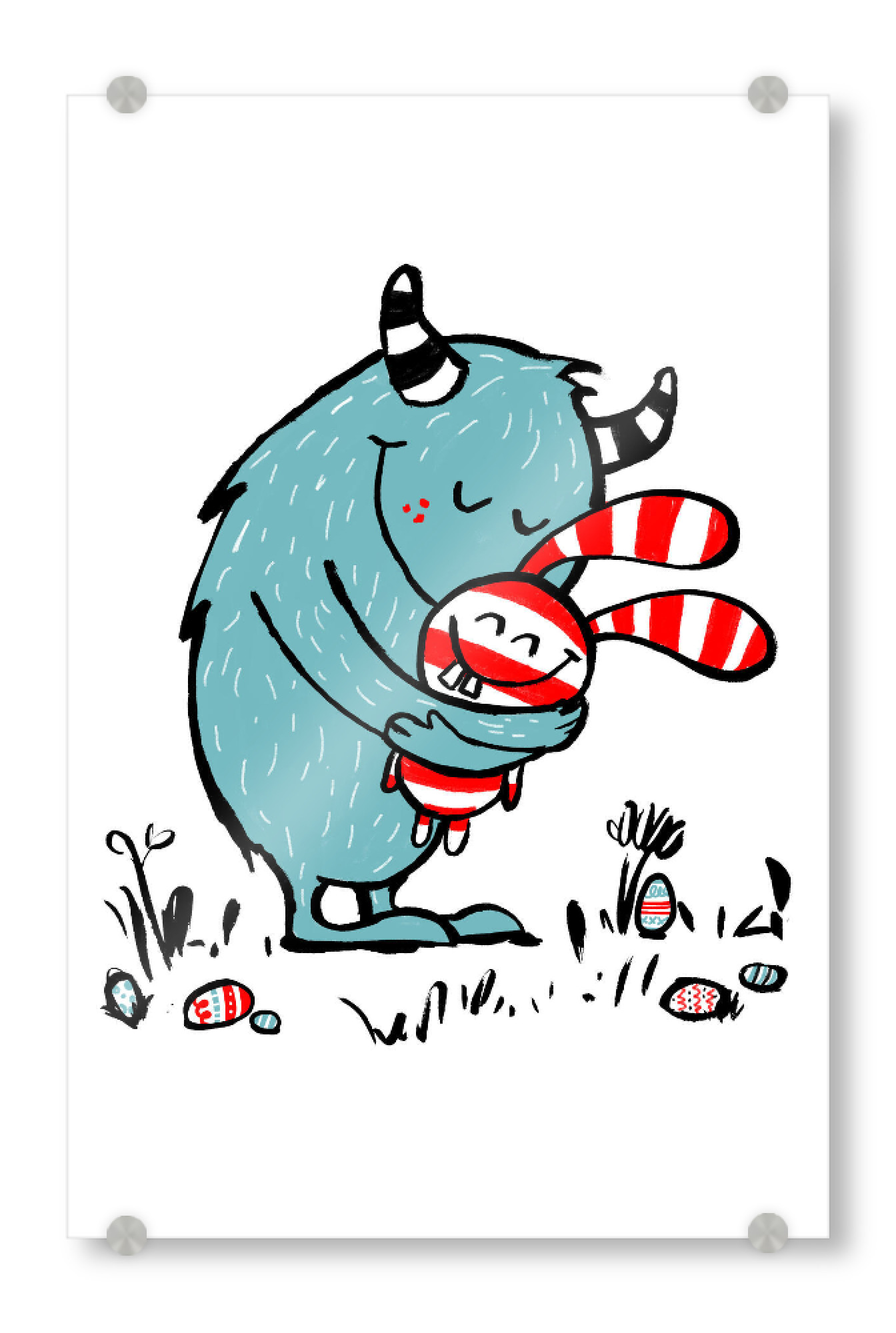 Acrylglasbild "Monster Loves Bunny" artboxONE - Für Kinder,Comic,Liebe,Lustig