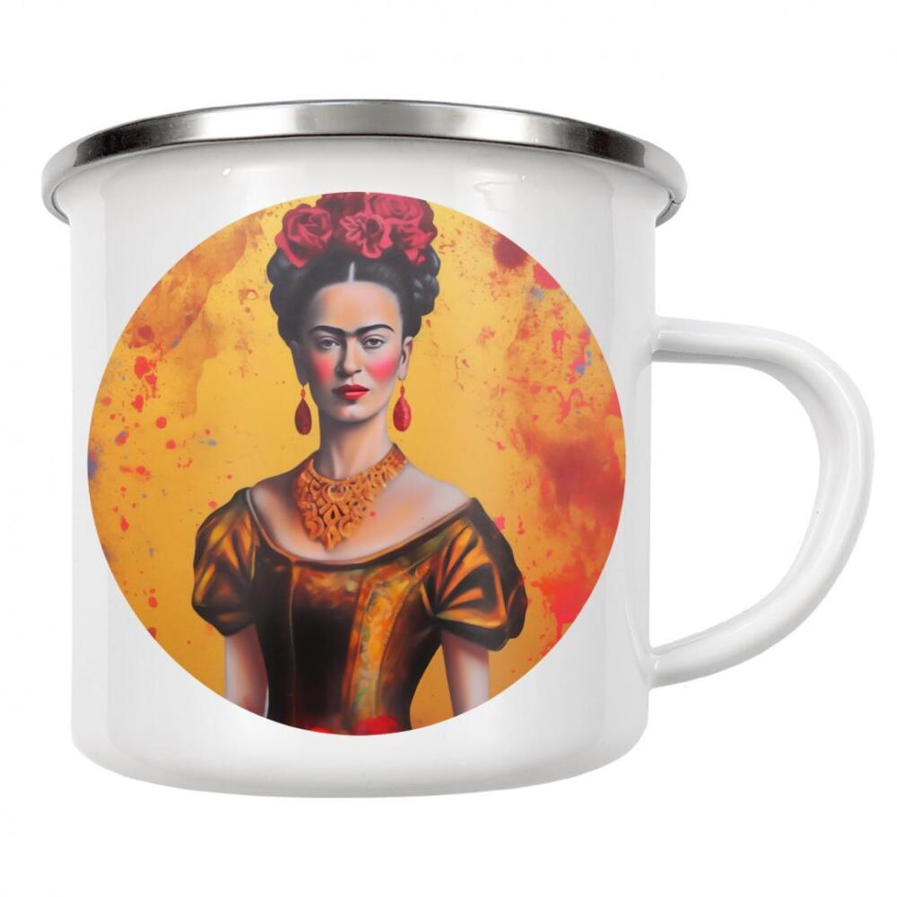 Emaille Tasse "Frida popart Malerei" artboxONE - Floral,Abstrakt,Menschen