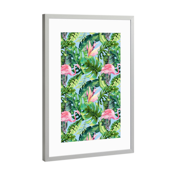 Poster mit Rahmen Silber "Flamingo Tropical-II" artboxONE - Natur,Tiere
