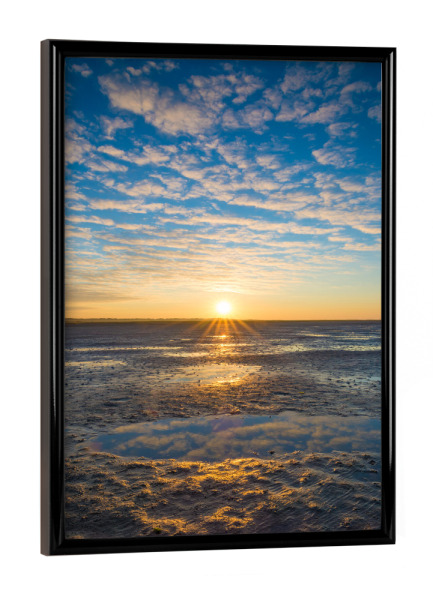 Poster mit schwarzem Rahmen "Sonnenaufgang am Watt" artboxONE - Natur,Reise / Strand und Meer,Reise / Länder