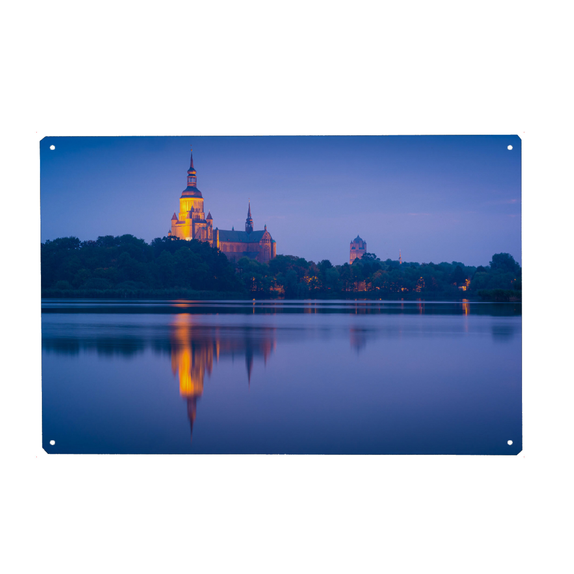 Holzbild "Blaue Stunde in Stralsund" artboxONE - Städte,Reise / Länder