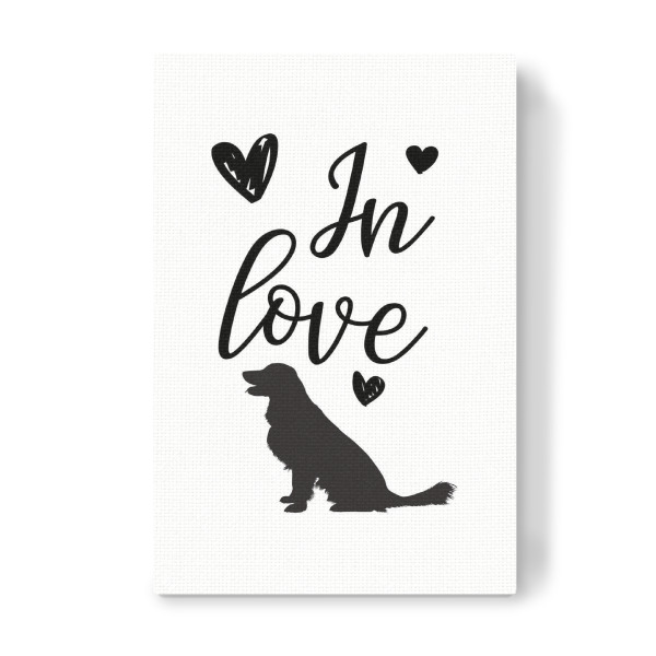 Leinwandbild "Hundeliebe mit Herz" artboxONE - Typografie,Tiere,Schwarzweiß