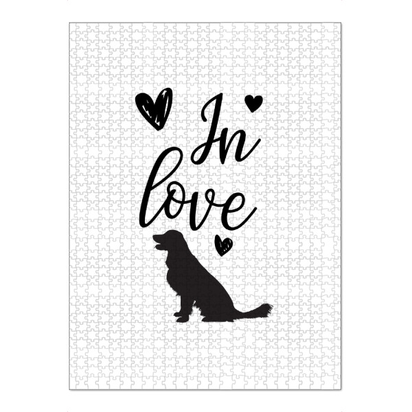 Puzzle Ravensburger "Hundeliebe mit Herz" artboxONE - Typografie,Tiere,Schwarzweiß