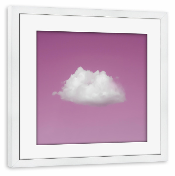 Poster mit Rahmen weiß "Lonely Cloud" artboxONE - Natur,Abstrakt - Pink,Cloud,Sky,Happy,Nice,Wolke,Himmel,Wetter,Natur,Nature,Weather