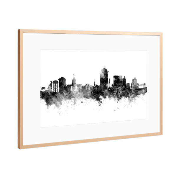 Poster mit Rahmen Kupfer "Montgomery Alabama Skyline Black" artboxONE - Städte,Schwarzweiß