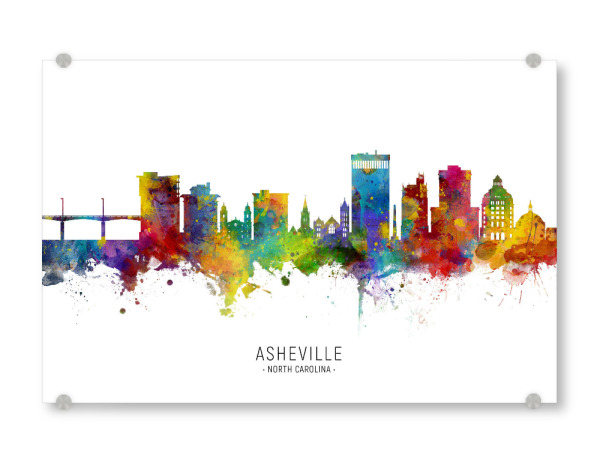 Acrylglasbild "Asheville Skyline txt" artboxONE - Städte
