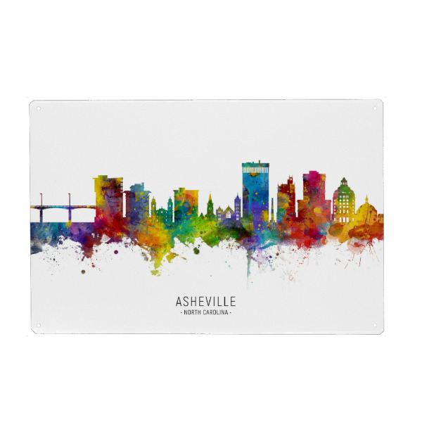 Holzbild "Asheville Skyline txt" artboxONE - Städte