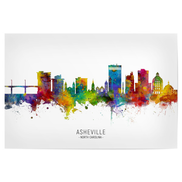 Poster 30x20 cm "Asheville Skyline txt" artboxONE - Städte
