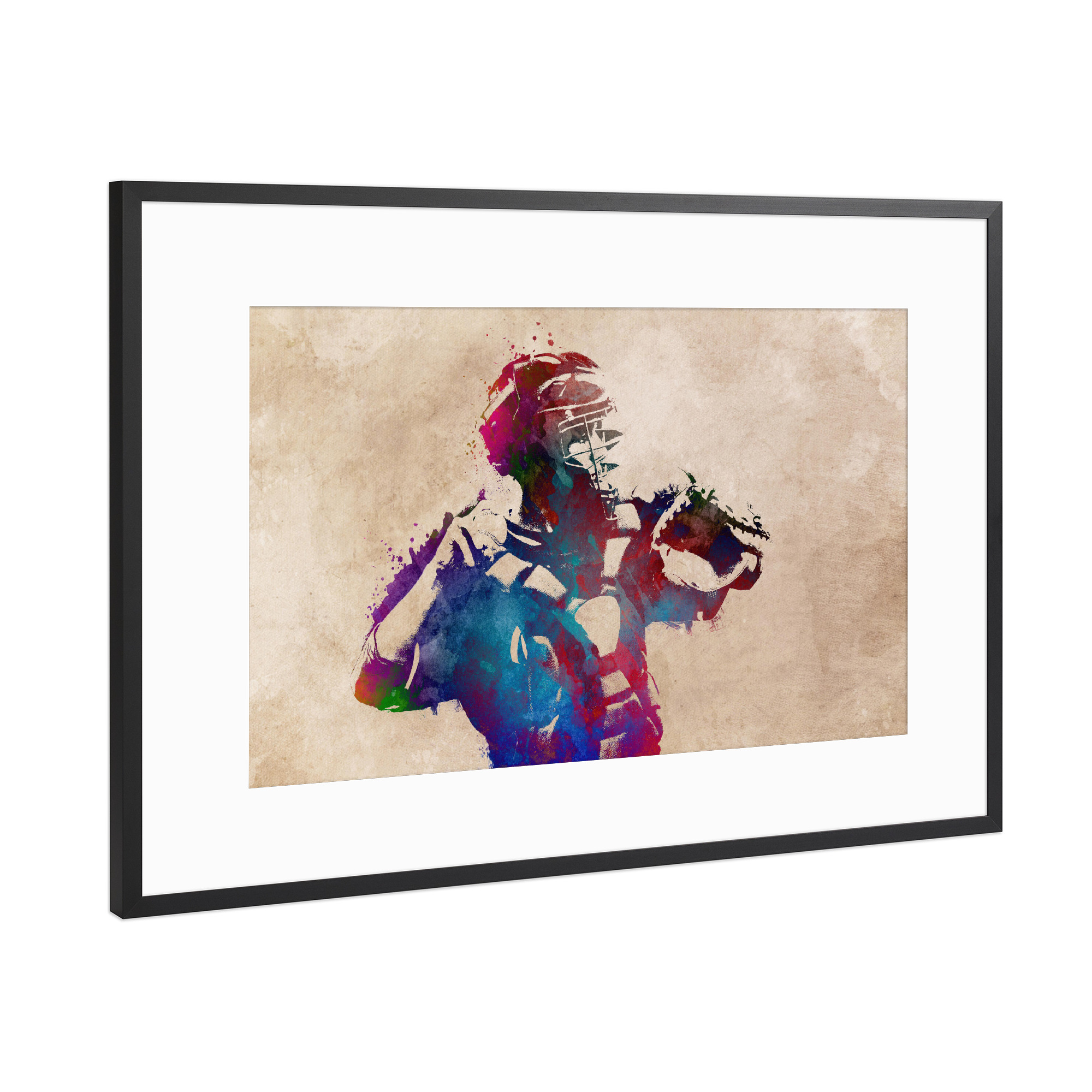 Poster mit Rahmen Schwarz (Metallic) "Baseball sport art" artboxONE - Sport