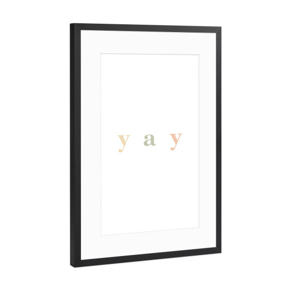 Poster mit Rahmen Schwarz (Metallic) "Yay lettering" artboxONE - Typografie