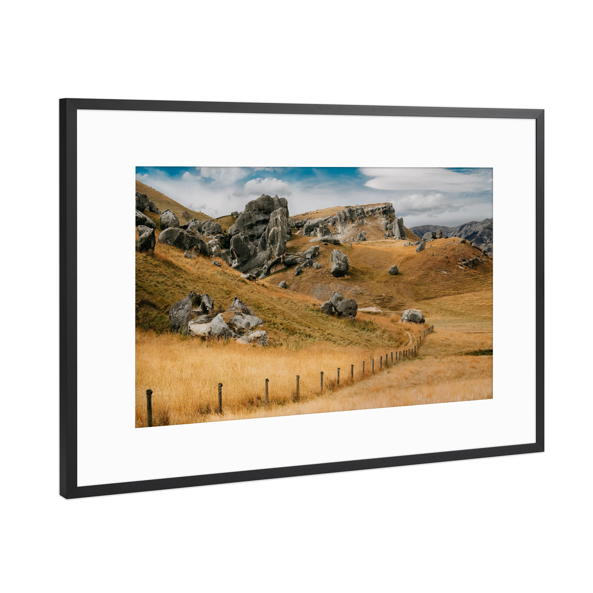 Poster mit Rahmen Schwarz (Metallic) "Castle Hill" artboxONE - Natur,Reise / Länder
