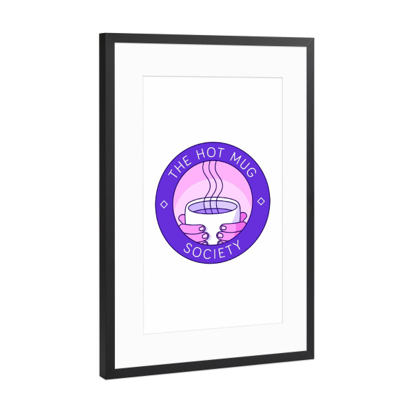 Poster mit Rahmen Schwarz (Metallic) "The Hot Mug Society" artboxONE - Essen & Trinken