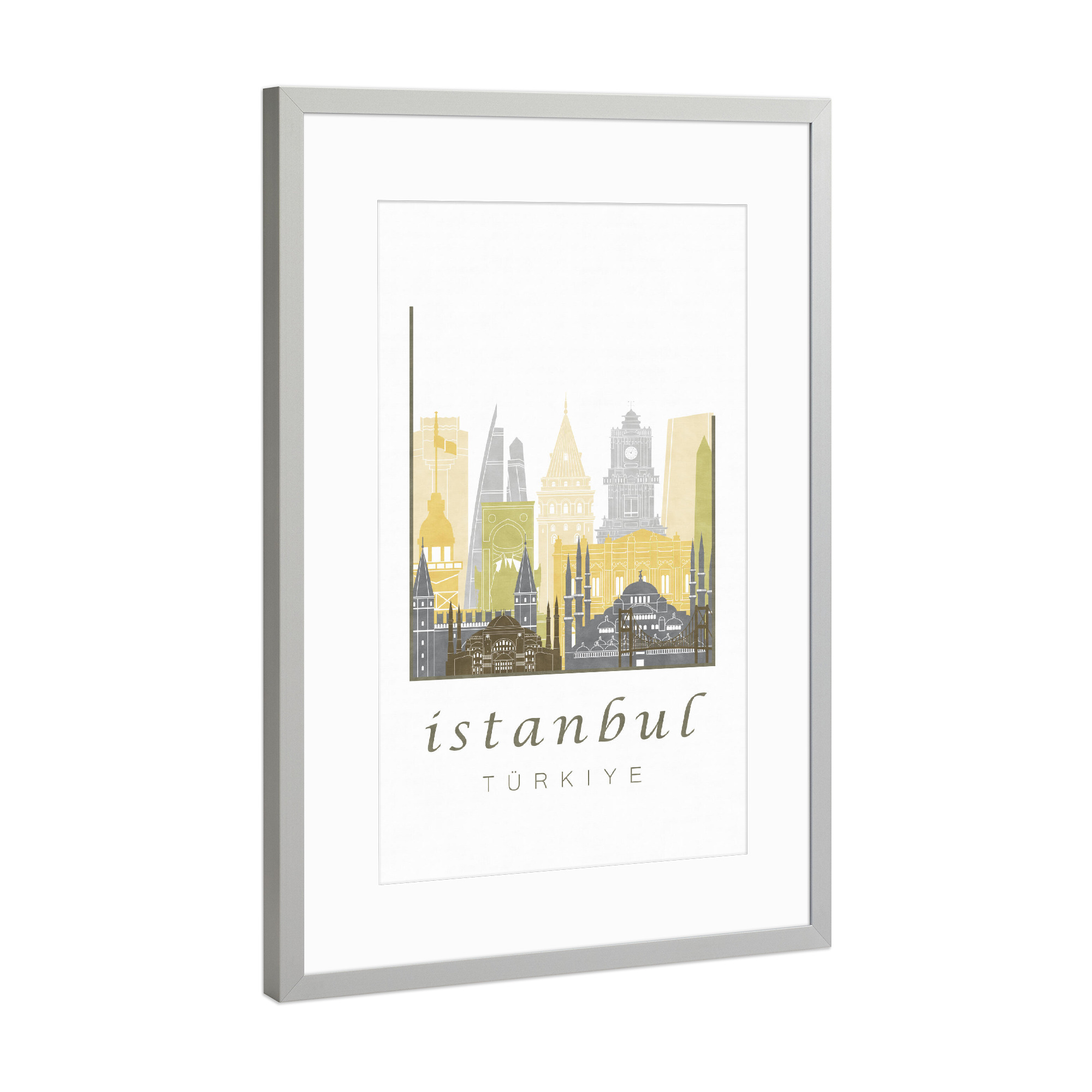 Poster mit Rahmen Silber "Istanbul skyline desert" artboxONE - Architektur,Städte / Istanbul
