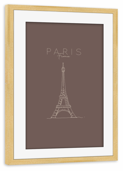 Poster mit Rahmen kiefer "Paris eiffel tower brown" artboxONE - Städte,Städte / Paris