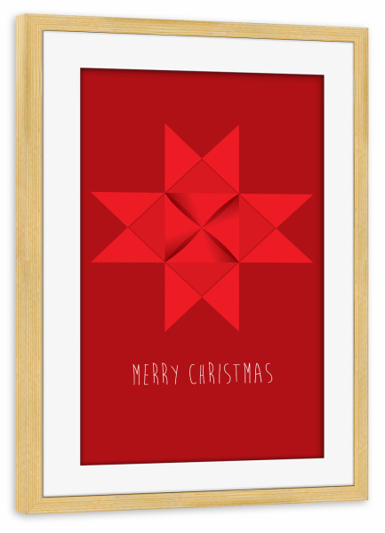 Poster mit Rahmen kiefer "Christmas star, red on red" artboxONE - Geometrie,Weihnachten