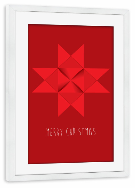 Poster mit Rahmen weiß "Christmas star, red on red" artboxONE - Geometrie,Weihnachten