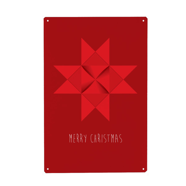 Metall Poster "Christmas star, red on red" artboxONE - Geometrie,Weihnachten