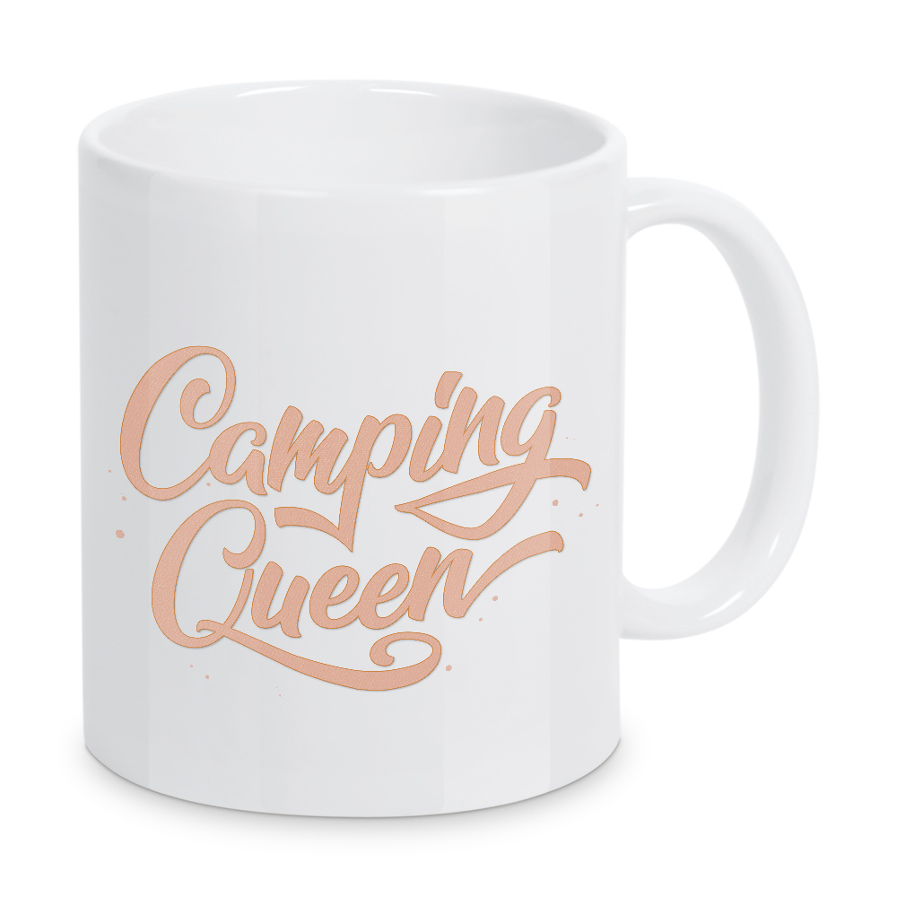 Tasse "Camping Queen: Orange" artboxONE - Typografie,Für Mama,Lustig