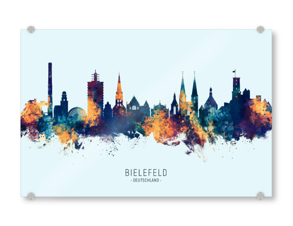 Acrylglasbild "Bielefeld Skyline BlueOrange" artboxONE - Städte