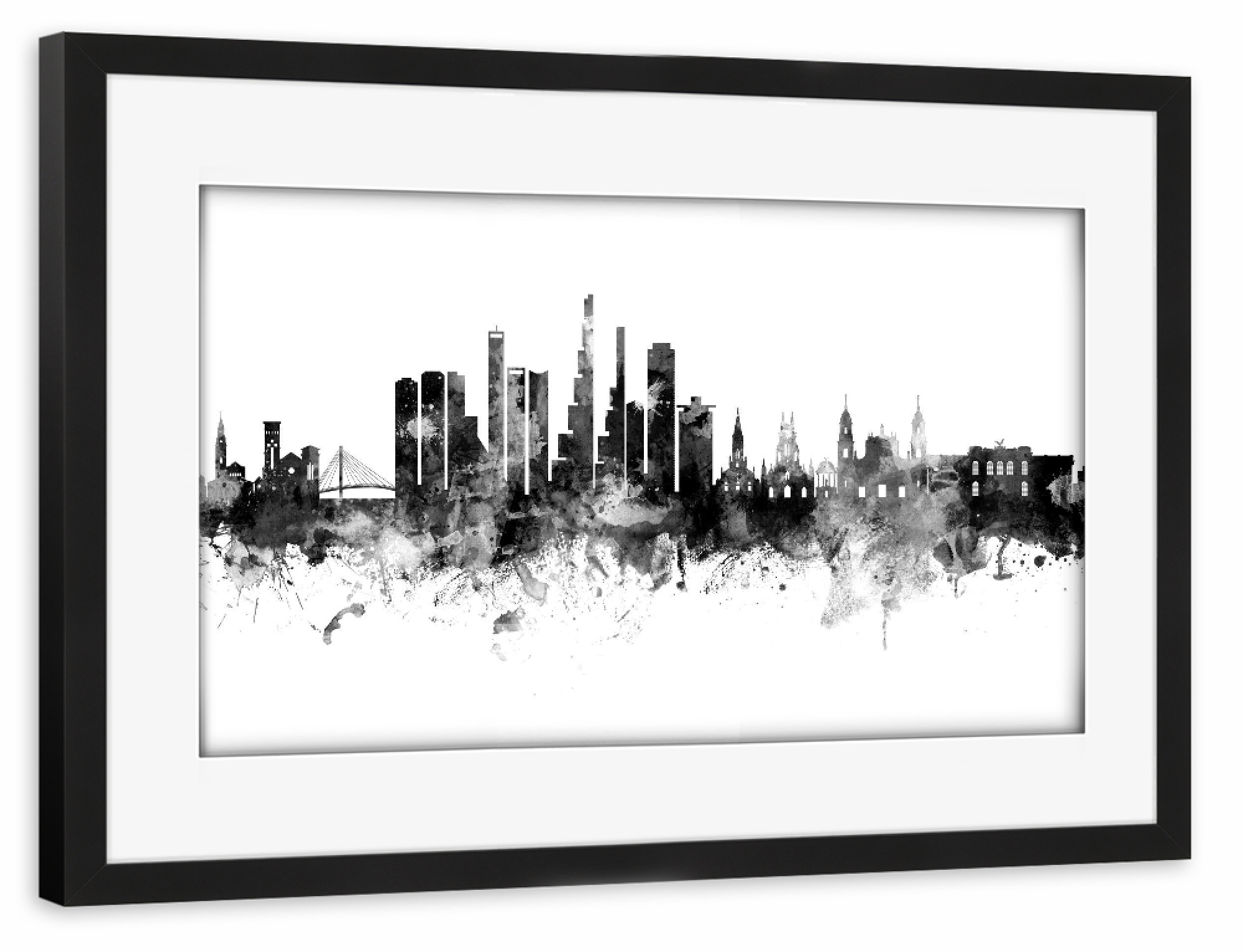 Poster mit Rahmen schwarz "Bogotá Colombia Skyline Black" artboxONE - Städte,Schwarzweiß