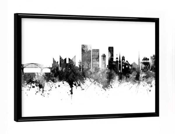 Poster mit schwarzem Rahmen "Chattanooga Skyline Black" artboxONE - Städte,Schwarzweiß