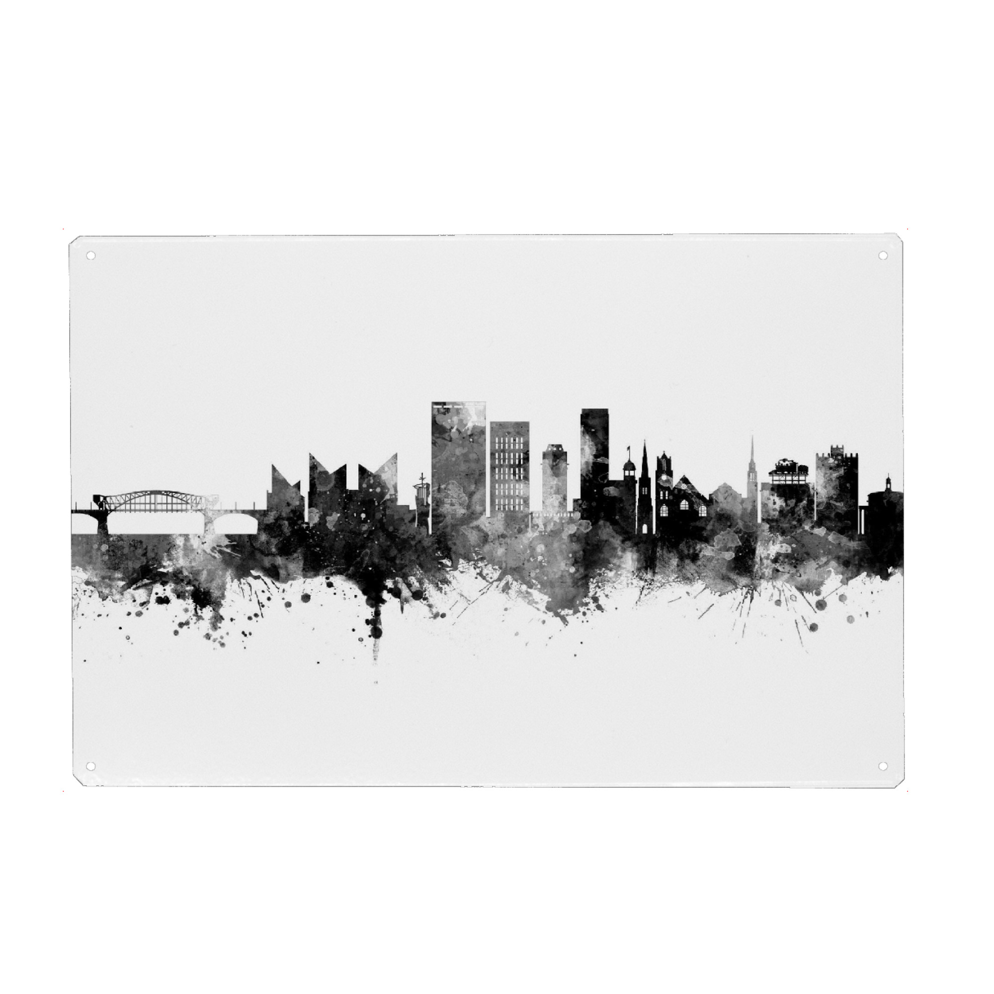 Metall Poster "Chattanooga Skyline Black" artboxONE - Städte,Schwarzweiß