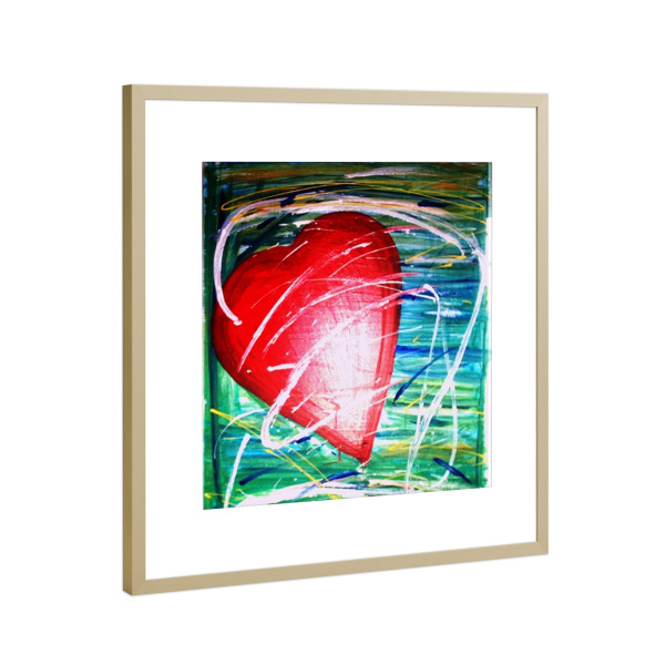 Poster mit Rahmen Gold "Farbenherherz" artboxONE - Abstrakt,Liebe - Liebe,Herz,Gefühl,Romantik,Love,Heart,Feelings,Abstract,Abstrakt