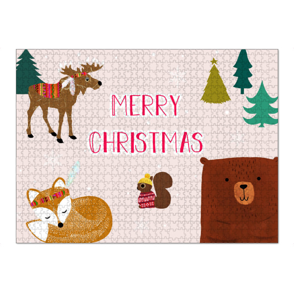Puzzle Ravensburger "Merry Xmas mit Bär" artboxONE - Natur,Tiere,Weihnachten