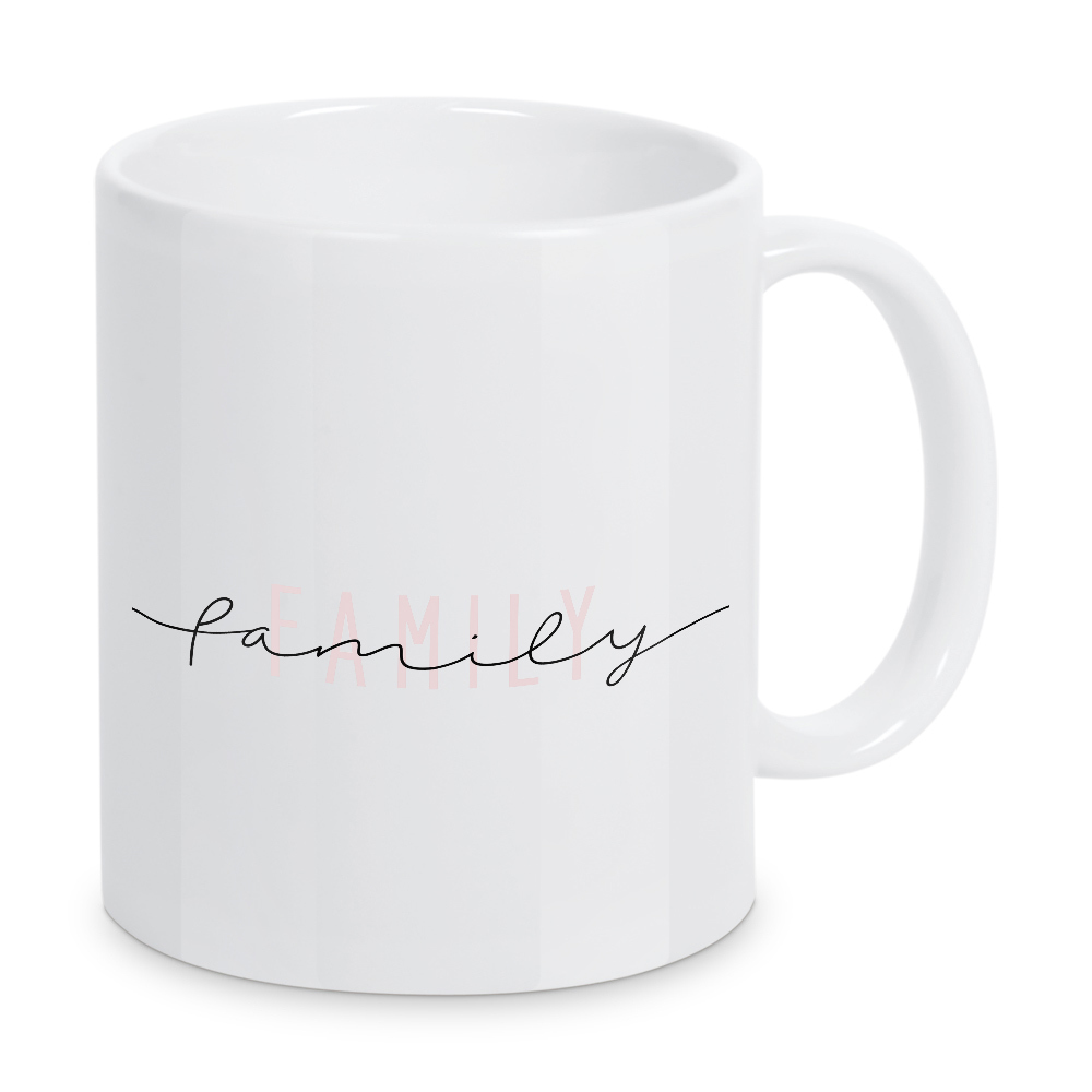 Tasse "Family - minimal" artboxONE - Typografie,Liebe - Familie,Liebe,Typo,Typografie,Minimalistisch,Pink