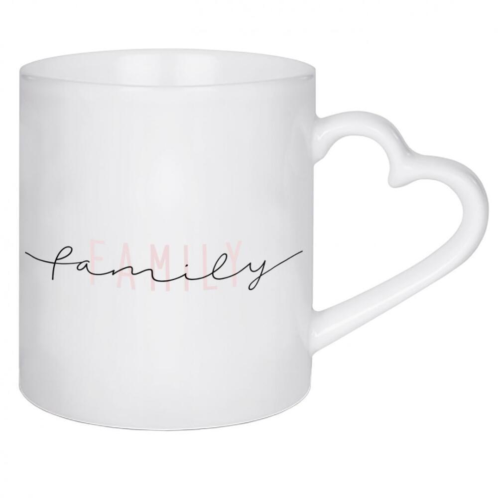 Herztasse "Family - minimal" artboxONE - Typografie,Liebe - Familie,Liebe,Typo,Typografie,Minimalistisch,Pink