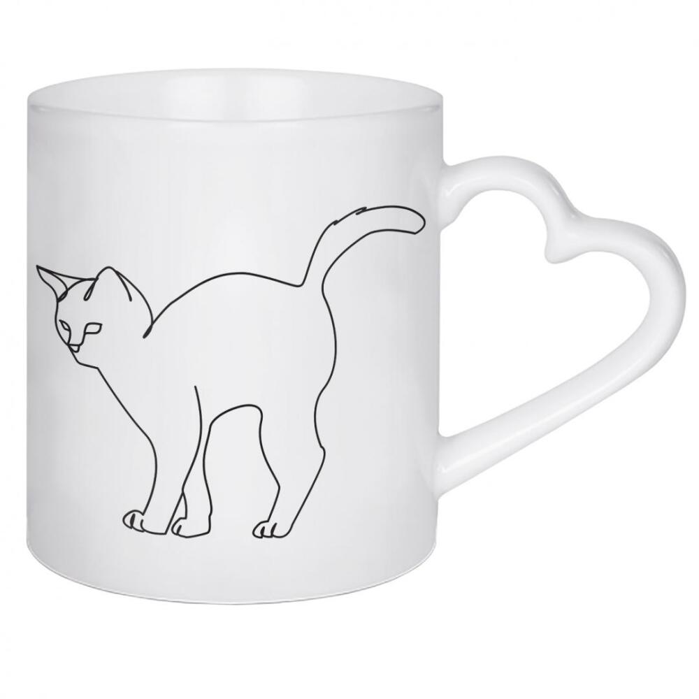 Herztasse "Katzen Skizze" artboxONE - Tiere,Schwarzweiß - Katze,Minimalistisch,Tier,Süß,Schwarzweiß,Zeichnung