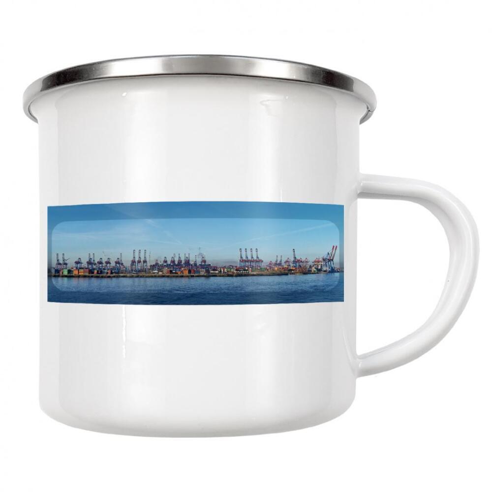 Emaille Tasse "Hamburg - Hafengiraffen" artboxONE - Städte,Städte / Hamburg,Reise,Architektur,Reise / Länder