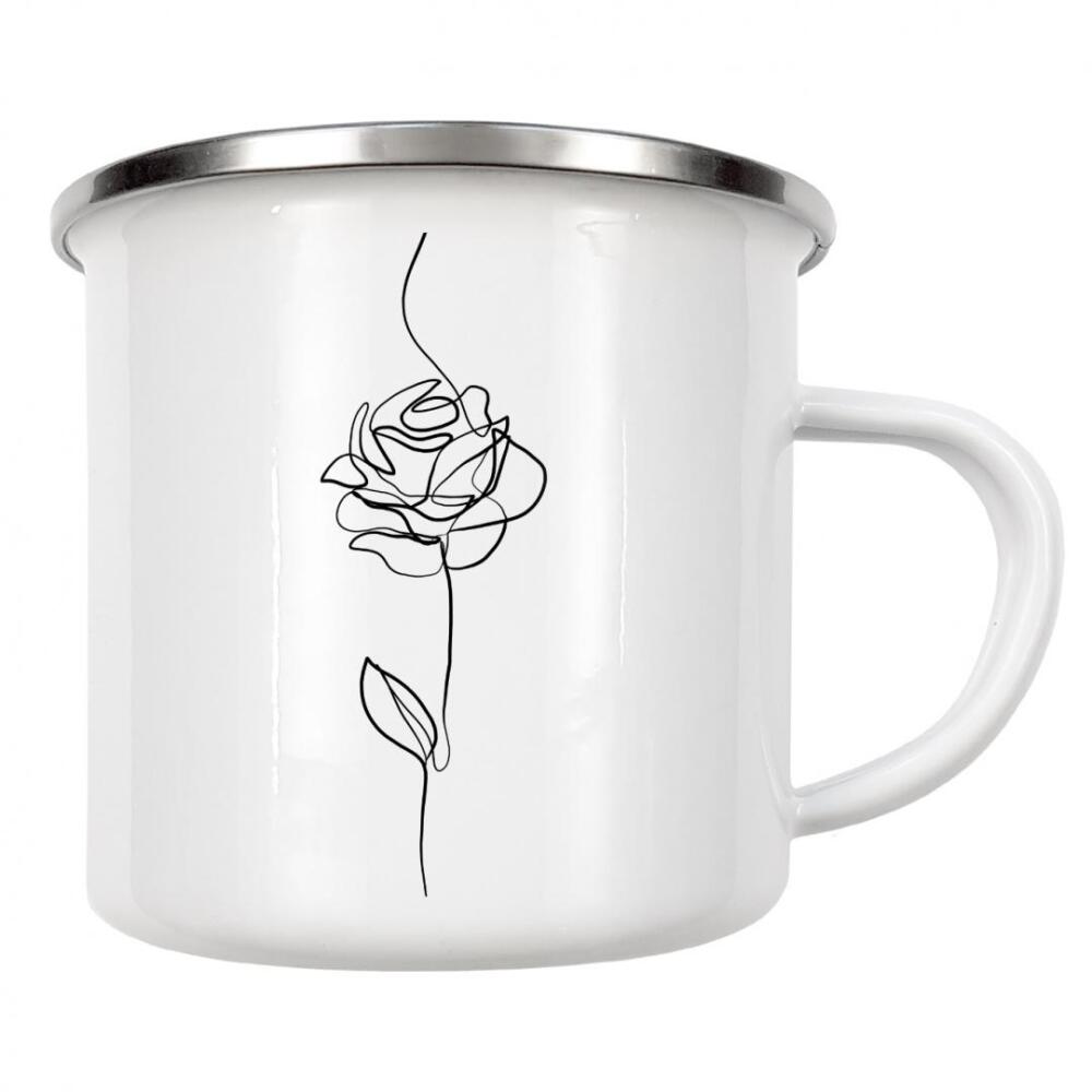 Emaille Tasse "Rosenlinienzeichnung" artboxONE - Floral,Liebe,Für Mama