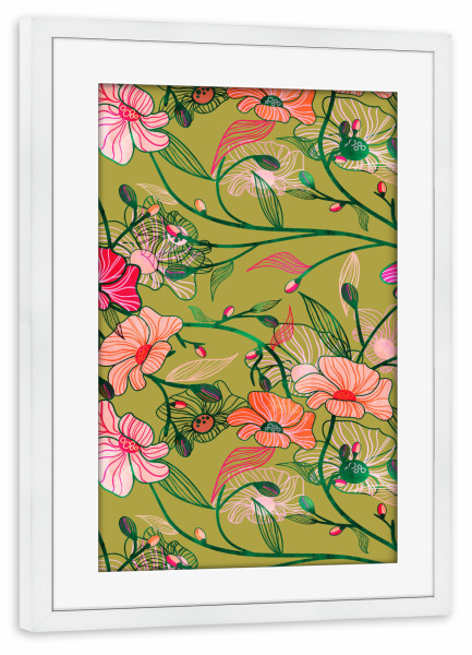 Poster mit Rahmen weiß "Twinning" artboxONE - Floral