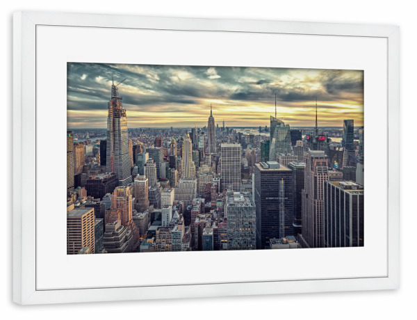 Poster mit Rahmen weiß "Manhattan View" artboxONE - Städte,Städte / New York,Reise,Architektur,Reise / Länder