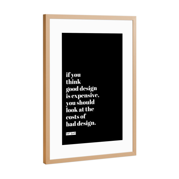 Poster mit Rahmen Kupfer "Expensive Design (black)" artboxONE - Typografie,Schwarzweiß - Design,Ui,Ux,Web,Typo,Typography,Typografie