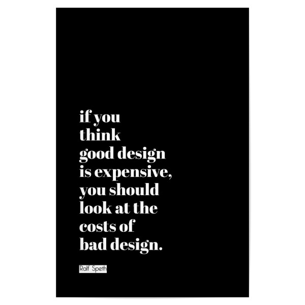 Poster 30x20 cm "Expensive Design (black)" artboxONE - Typografie,Schwarzweiß - Design,Ui,Ux,Web,Typo,Typography,Typografie