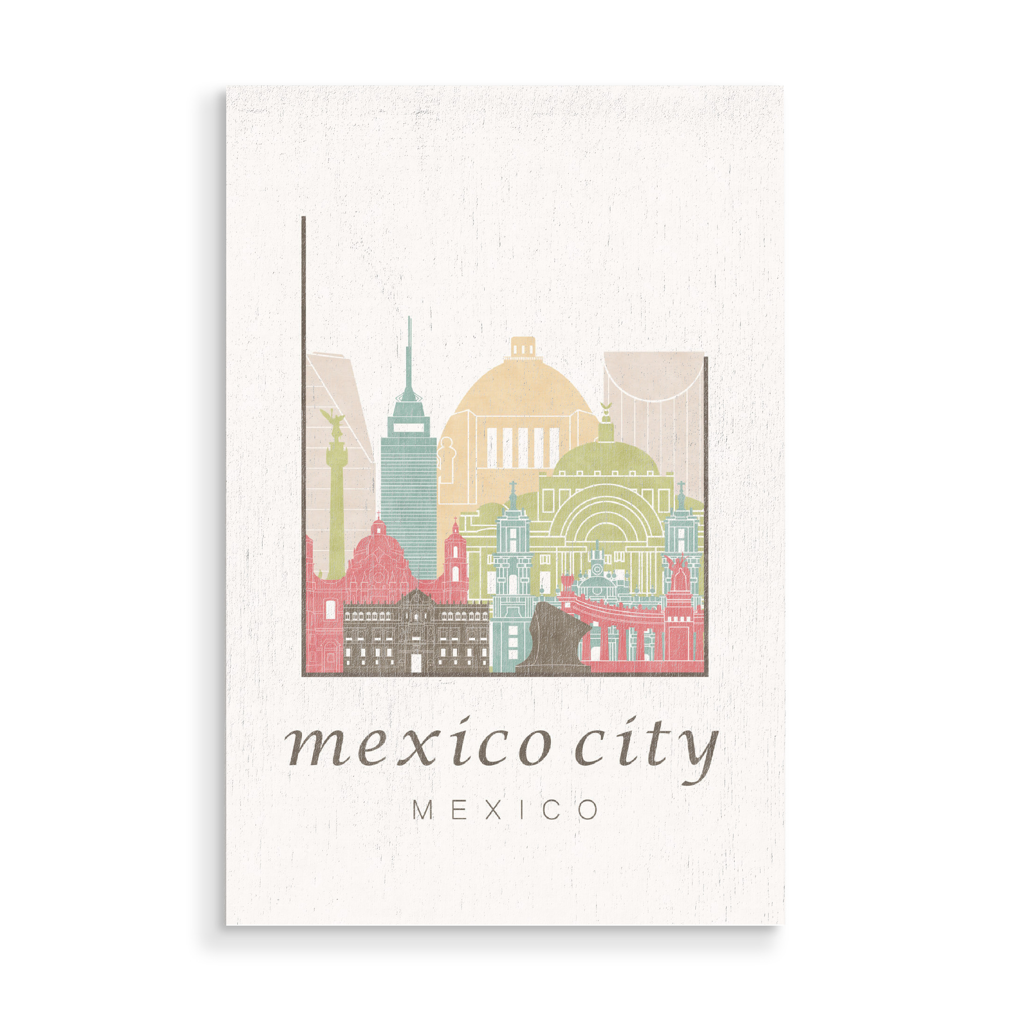 Holzbild "Mexico City skyline pastel" artboxONE - Städte,Architektur