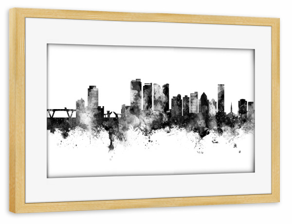 Poster mit Rahmen kiefer "Fort Lauderdale Skyline Black" artboxONE - Städte,Schwarzweiß