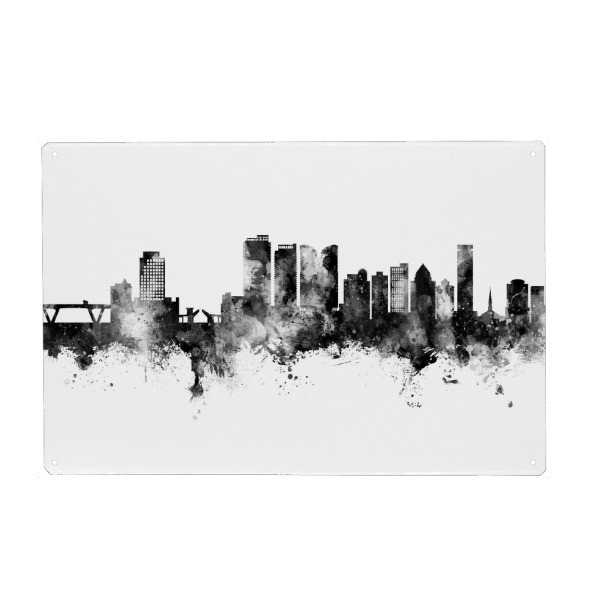 Holzbild "Fort Lauderdale Skyline Black" artboxONE - Städte,Schwarzweiß