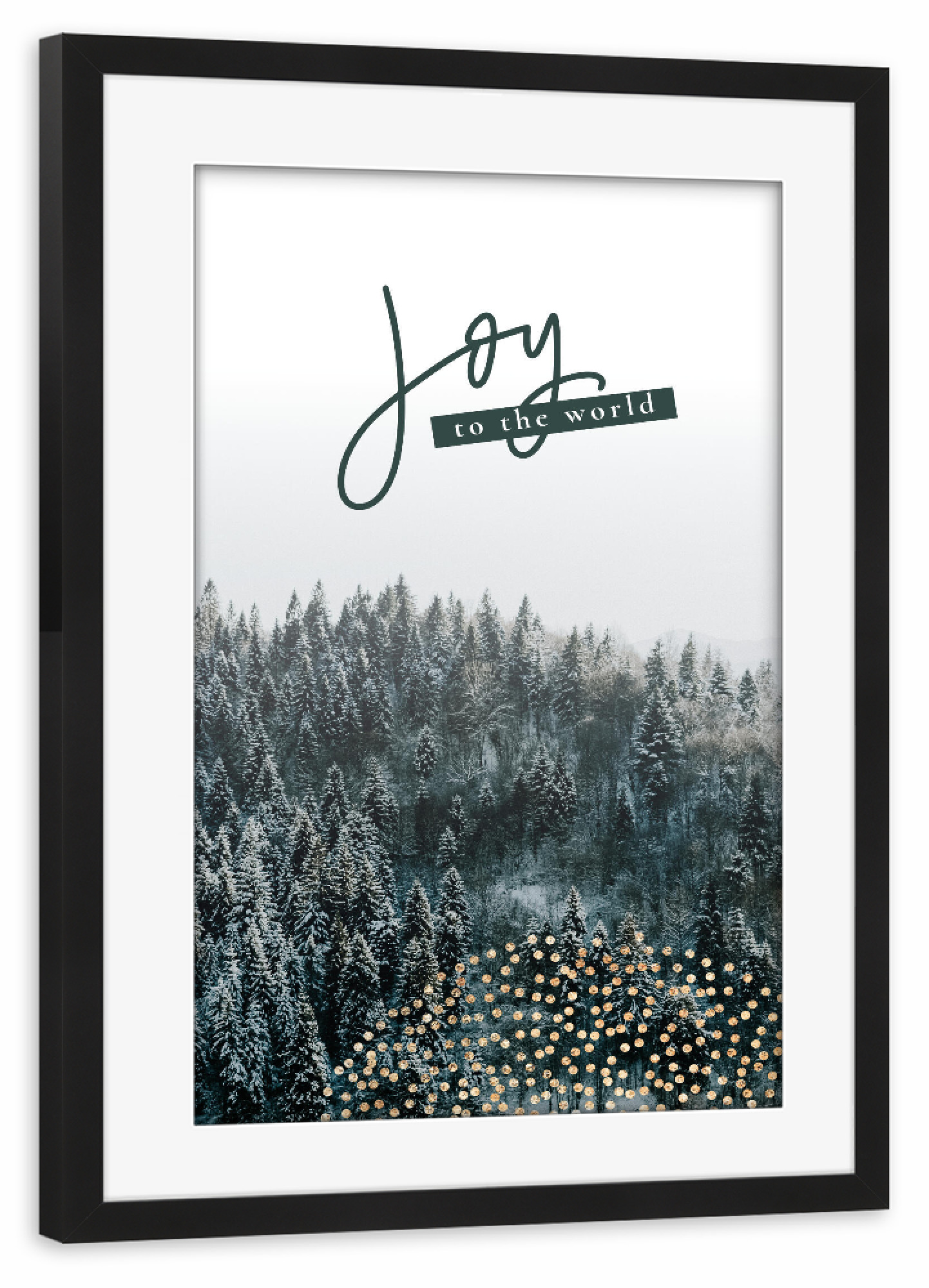 Poster mit Rahmen schwarz "Joy to the world!" artboxONE - Typografie,Natur,Weihnachten