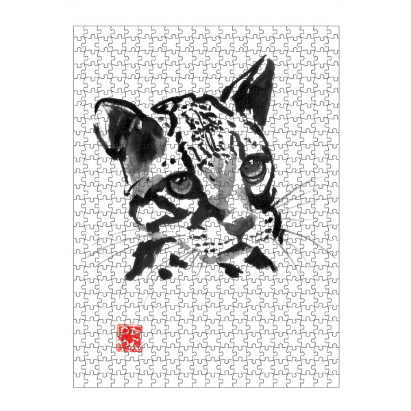 Puzzle Ravensburger "Baby leopard drawing" artboxONE - Tiere,Schwarzweiß - Leopard,Japan,Sumie,Tier,Animal,Wild,Naure,Natur,Baby,Zen - Bild leopard