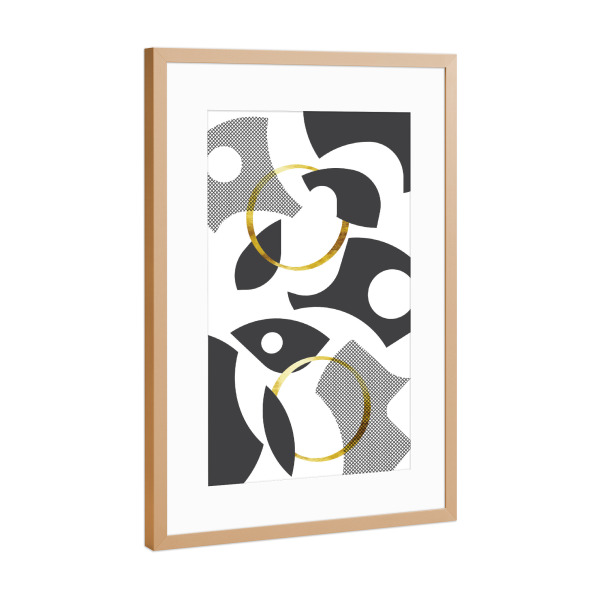 Poster mit Rahmen Kupfer "Abstrakt Cut Out Nr. 1 | gold" artboxONE - Abstrakt,Geometrie