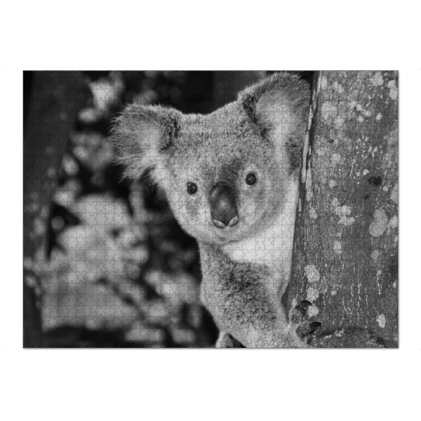 Puzzle Ravensburger "Neugieriger Kuala Bär im Baum" artboxONE - Natur,Für Kinder,Tiere,Schwarzweiß