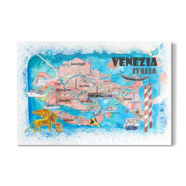 Galerie-Print "Venedig Illustrierte Karte" 30x20 cm artboxONE
