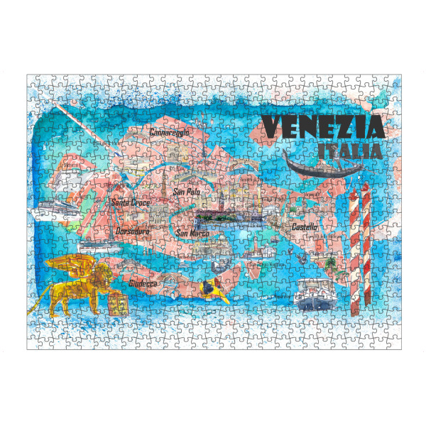 Puzzle Ravensburger "Venedig Illustrierte Karte" artboxONE - Städte,Städte / Venedig,Kartografie