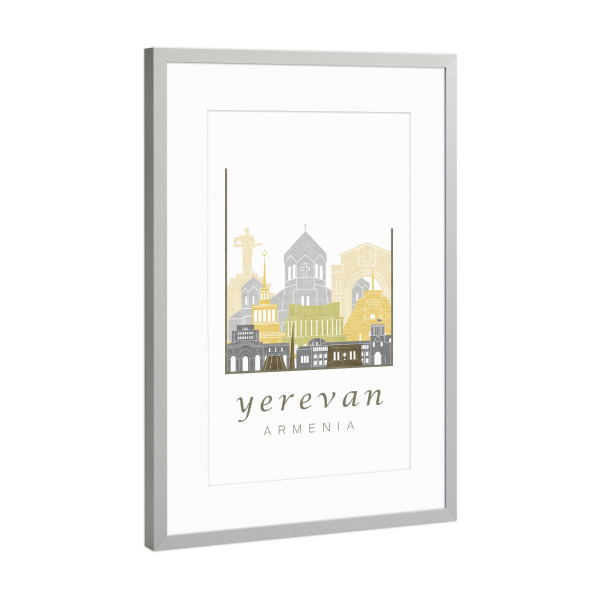 Poster mit Rahmen Silber "Yerevan skyline desert" artboxONE - Städte,Architektur