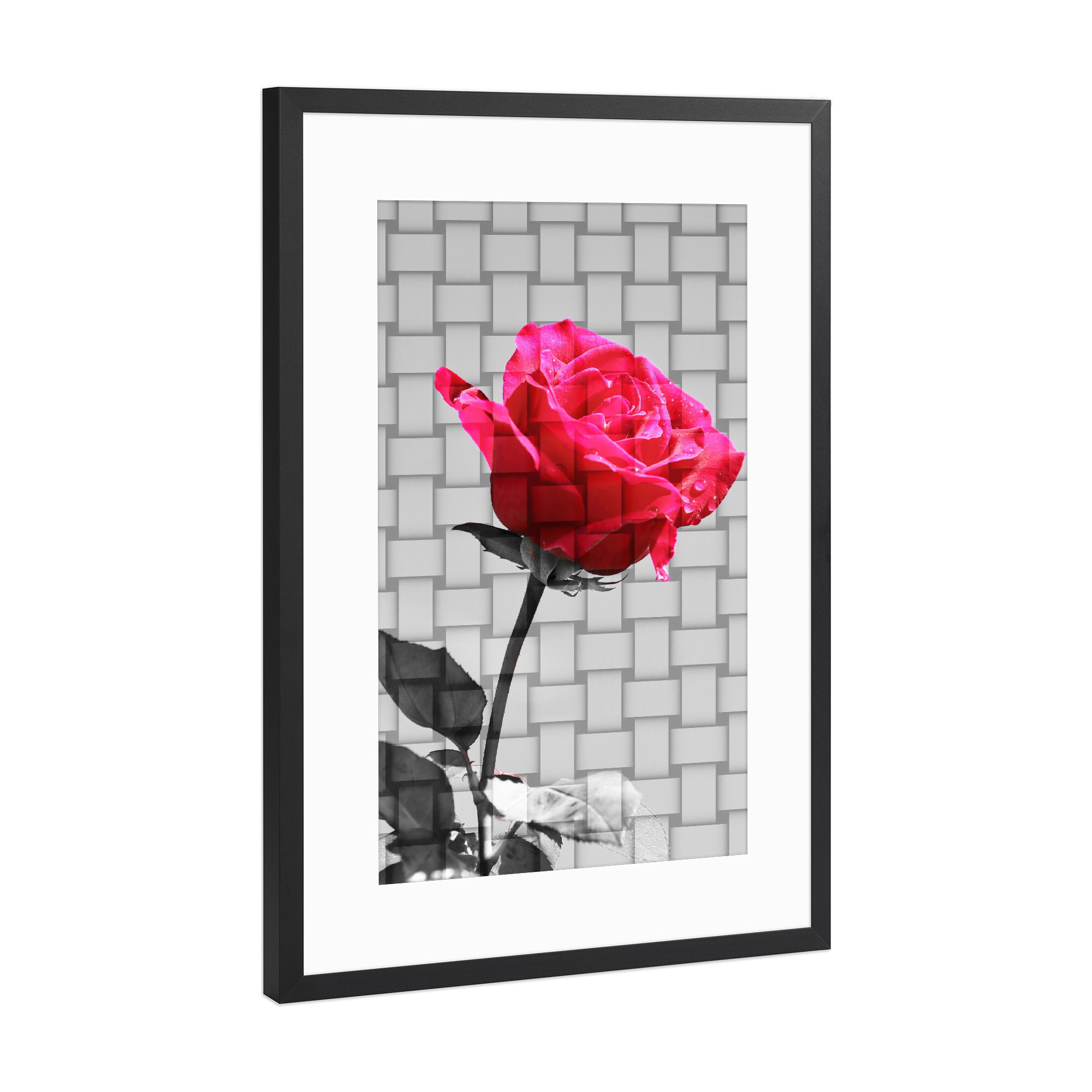 Poster mit Rahmen Schwarz (Metallic) "Liebes Rose Valentines" artboxONE - Floral,Abstrakt,Liebe